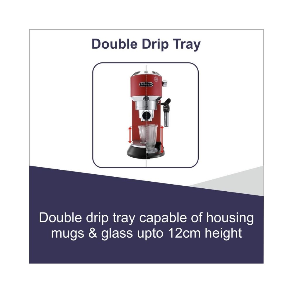 Delonghi 1300 W Semi-Automatic Expresso and Cappuccino Coffee Maker Red (EC685R)