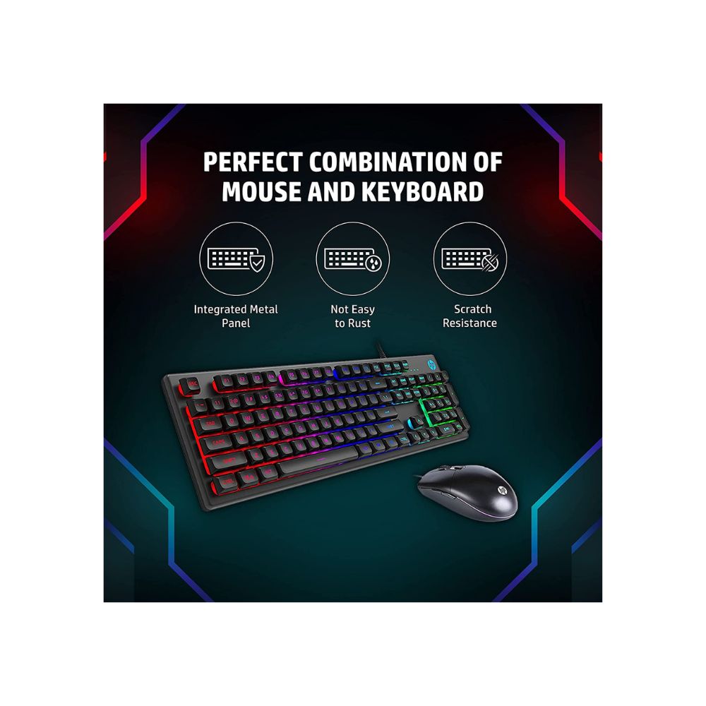 HP KM300F Wired Gaming Keyboard & Mouse Combo, Membrane Backlit,26 Keys Anti-Ghosting, 6400DPI(8AA01AA)