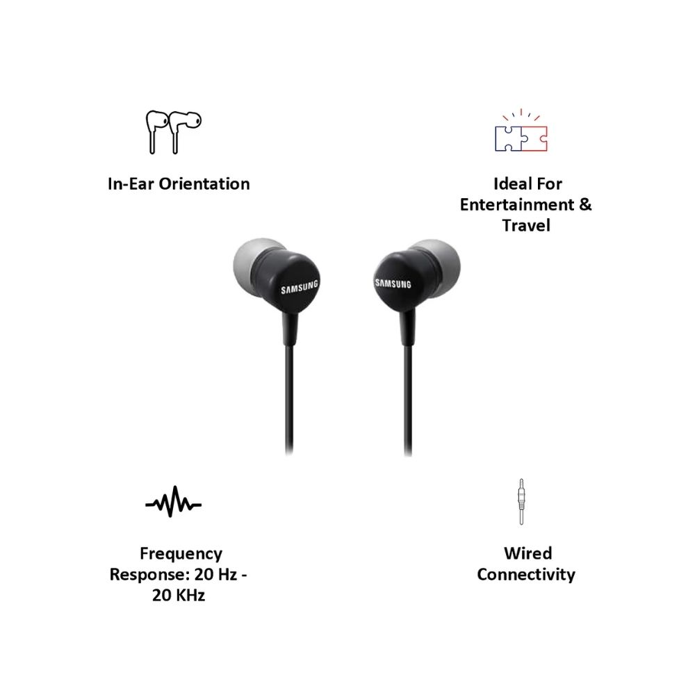 Samsung Earphones HS1303 With Mic Wired Headset  (Black, In the Ear)