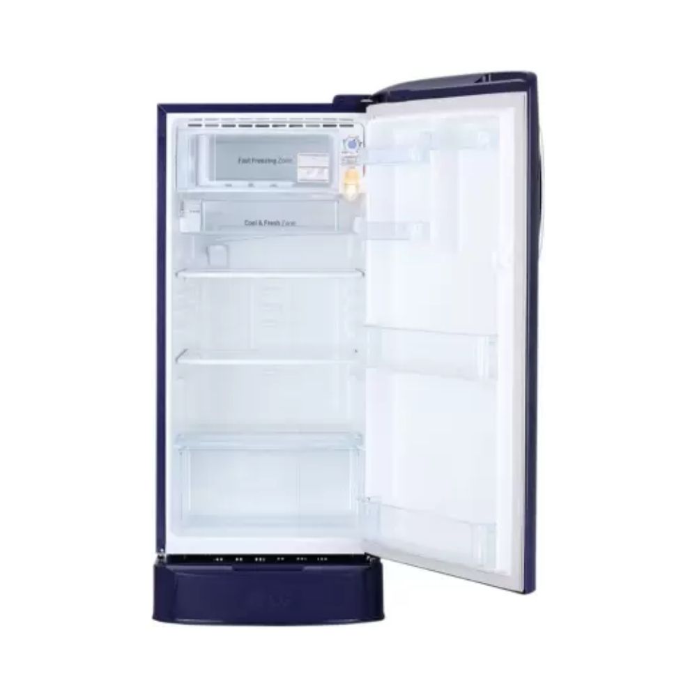 LG 190 L Direct Cool Single Door 4 Star Refrigerator with Base Drawer  (Blue Glow, GL-D201ABGY)