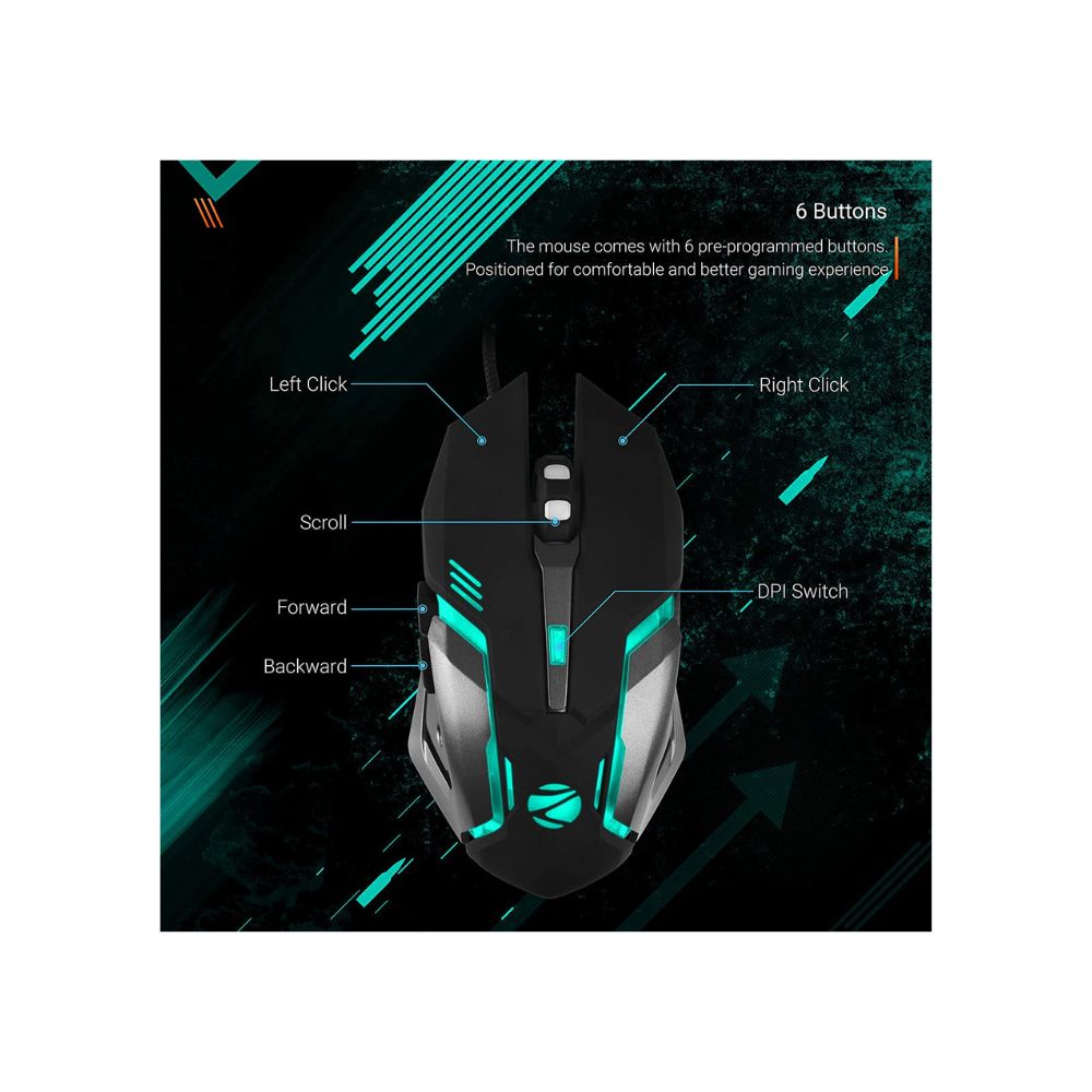 Zebronics Zeb-Transformer-M Optical USB Gaming Mouse with LED Effect(Black)