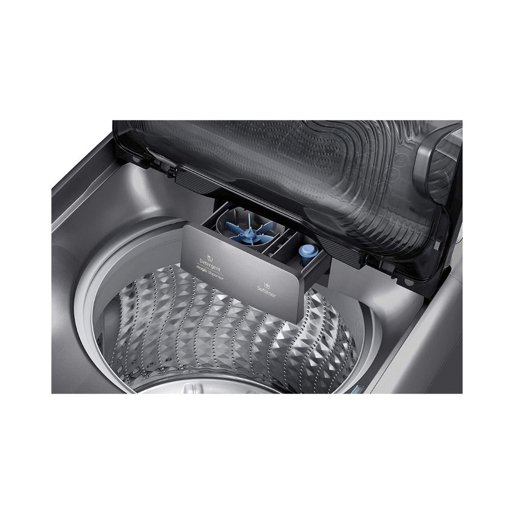 Samsung 11 Kg Inverter 5 star Fully-Automatic Top Loading Washing Machine (WA11J5751SP/TL, Silver, Wobble Technology)