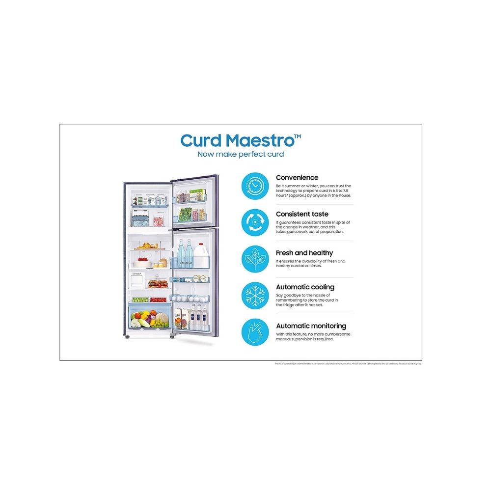 Samsung 314 L 2 Star Inverter Frost-Free Double Door Refrigerator (RT34T4632NV/HL, Wave Steel, Convertible)