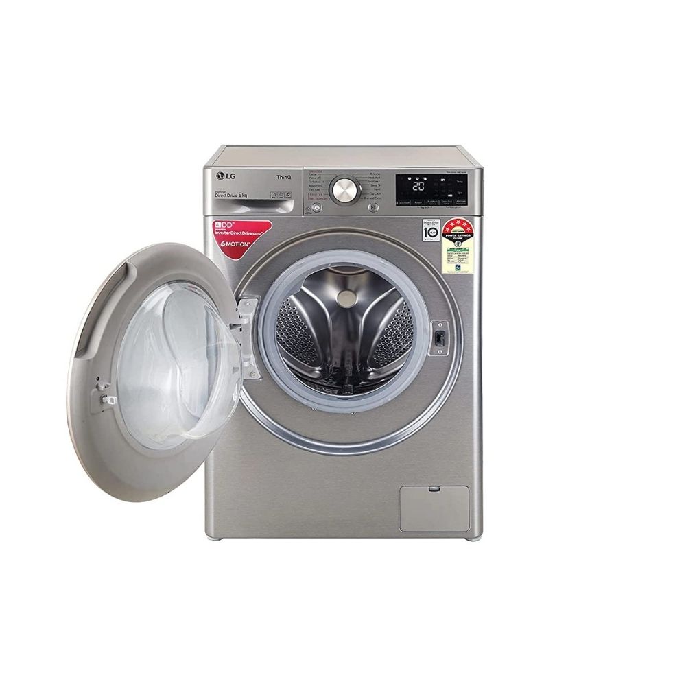 LG 8 kg 5 Star Inverter Wi-Fi Fully-Automatic Front Loading Washing Machine (FHV1408ZWP, Platinum Silver, Steam)