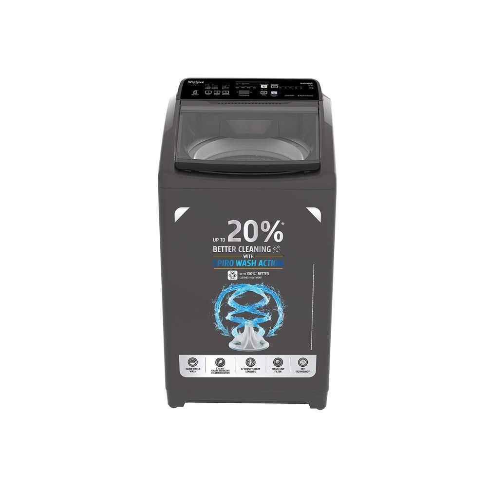 Whirlpool 7.5 Kg 5 Star Fully-Automatic Top Loading Washing Machine (WHITEMAGIC ELITE 7.5, Grey, Hard Water Wash)