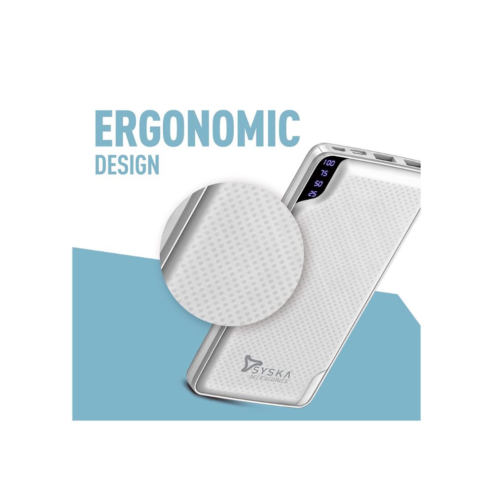 Syska 10000 mAh Power Bank (Pristine White, Lithium Polymer)