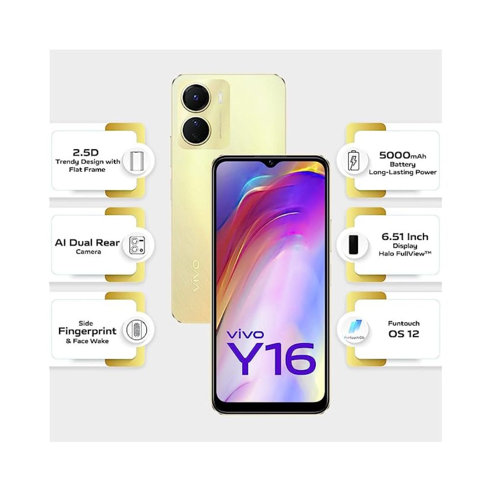 Vivo Y16 (Drizzling Gold, 3GB RAM, 32GB Storage)