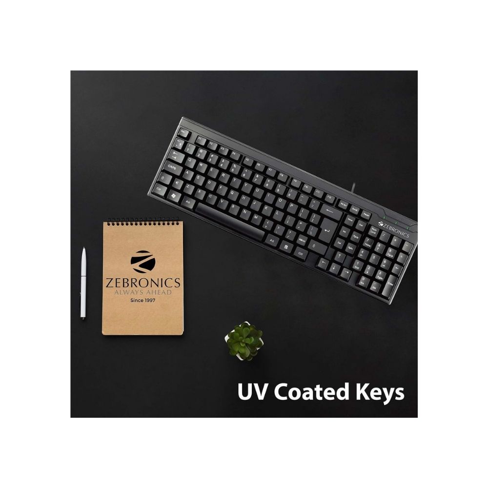 Zebronics Zeb- K35 USB Wired Keyboard with Rupee Key,Spill-Proof and Slim Design (Black)