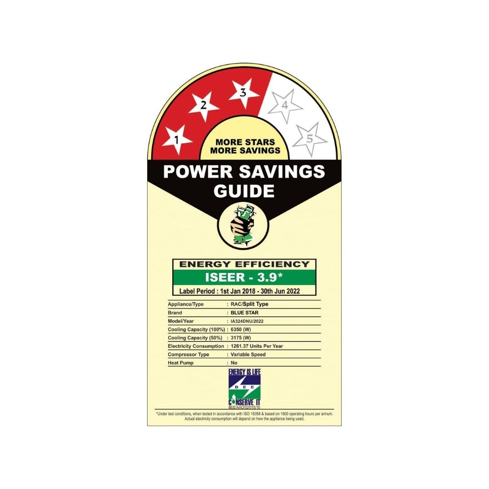 Blue Star 2.0 Tr 3 Star Inverter Split AC (Copper, IA324DNU, 2022, White)