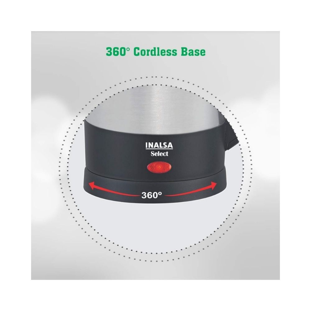 Inalsa Electric Kettle Select-1350W with 1 Litre Capacity, (Silver)