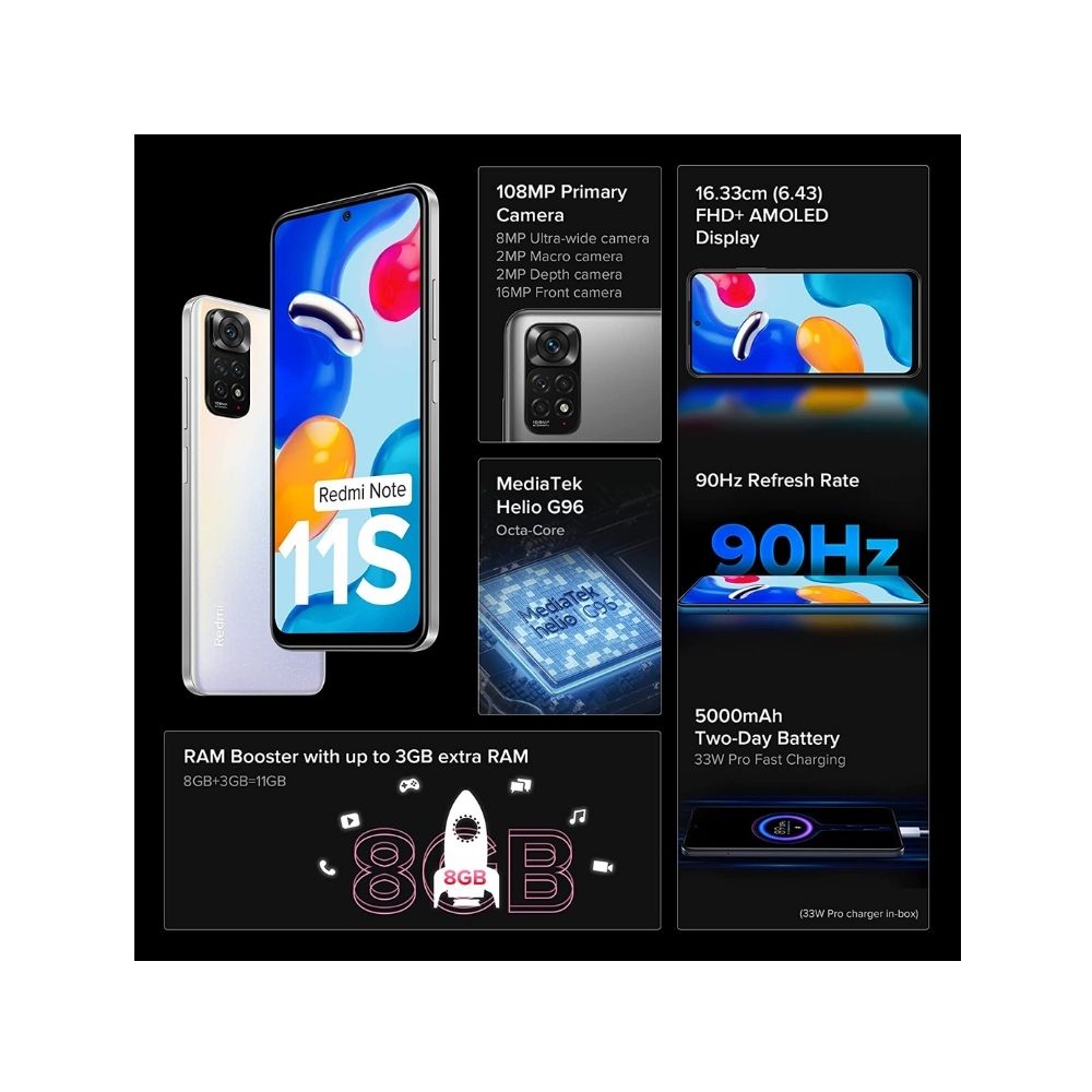 Redmi Note 11S (Polar White, 6GB RAM, 128GB Storage)