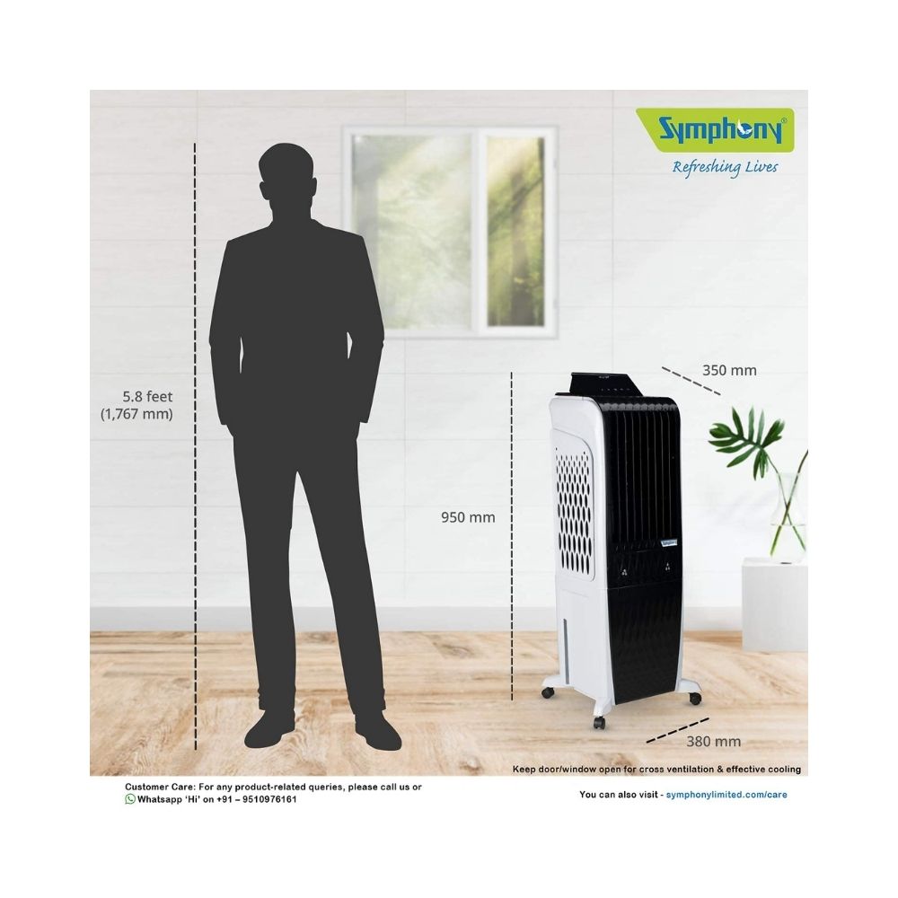 Symphony Diet 3D - 30i Personal, Tower Air Cooler - 30-litres, White & Black