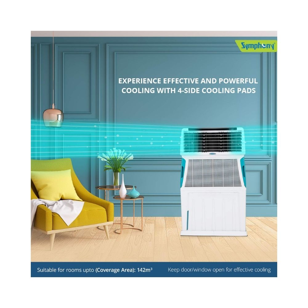 Symphony 110 L Room/Personal Air Cooler  (White, Touch 110)
