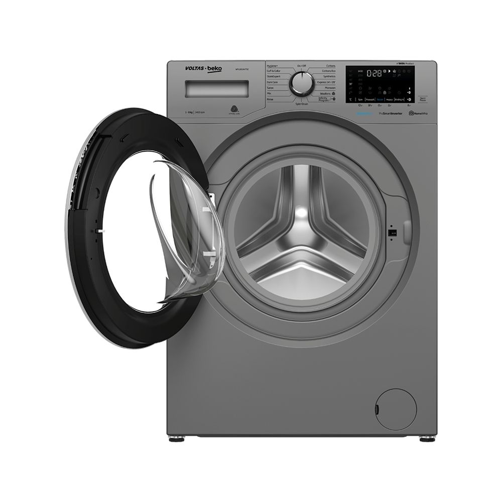 Voltas Beko 8 Kg 5 Star Fully Automatic Front Load Washing Machine (SteamWash, WFL8014VTSC, Grey)