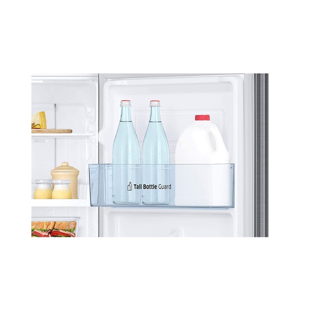 Samsung 253 L 2 Star Inverter Frost-Free Double Door Refrigerator (RT28T3122S9/HL, Refined Inox(Matt Doi Metal), Base Stand with Drawer))