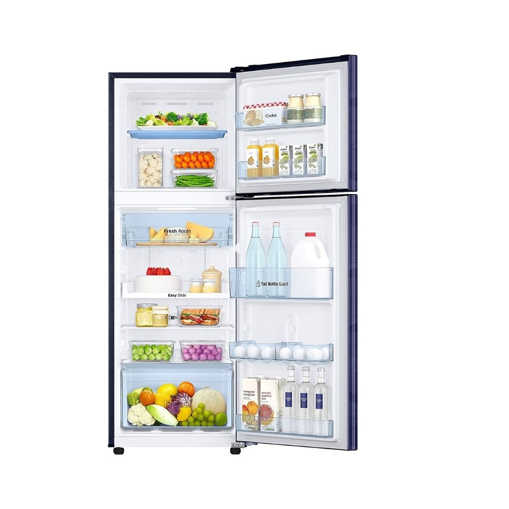 Samsung 253 L 3 Star Inverter Frost-Free Double Door Refrigerator (RT28T3753UV/HL, Blue Wave, Convertible)