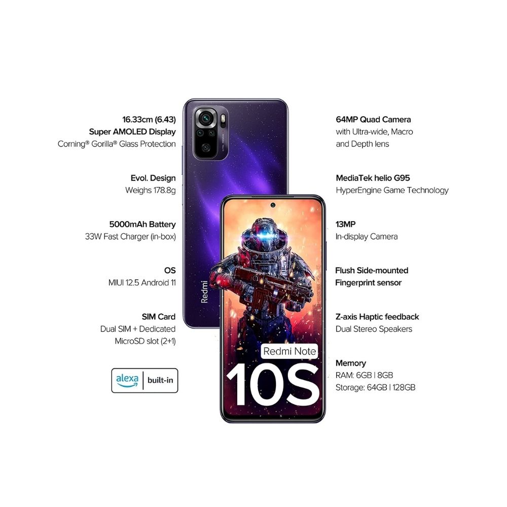 Redmi Note 10S (Cosmic Purple, 8GB RAM,128 GB Storage)