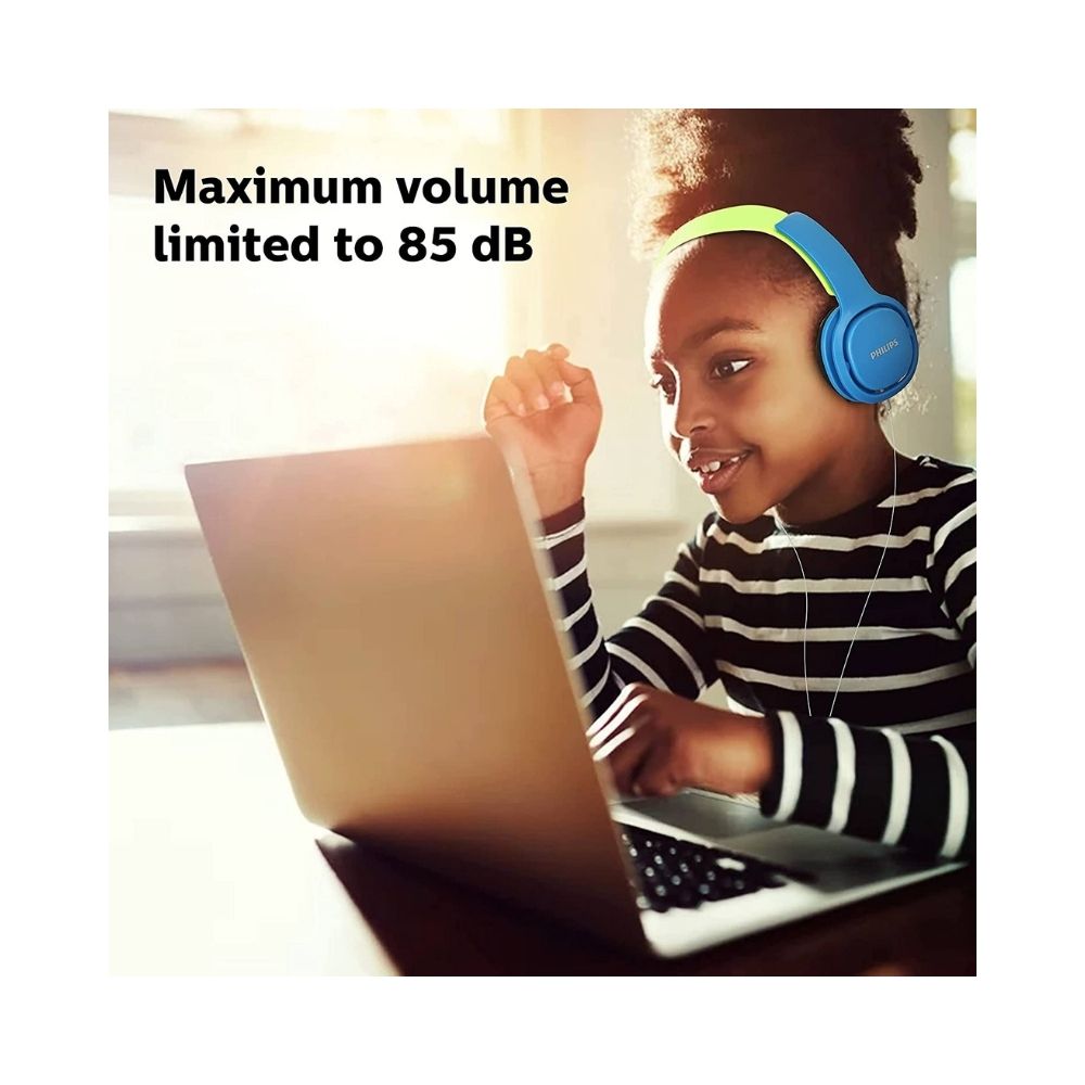 Philips Audios SHK2000BL Kids Headphone, Ergonomic,Adjustable, with a Maximum Volume Limit of 85dB (Blue/Green)