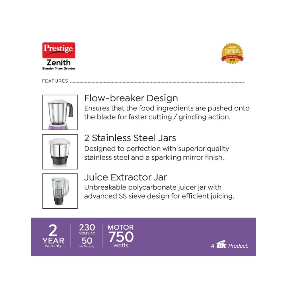 Prestige Zenith 750W Mixer Grinder