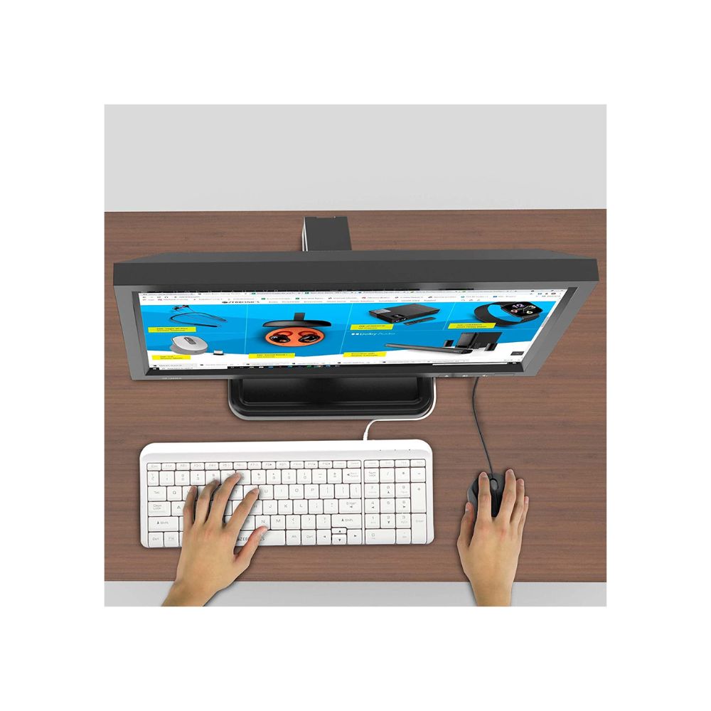 Zebronics Zeb-Glide USB Wired Multimedia Keyboard for PC/Laptop with Rupee Symbol Key(White)