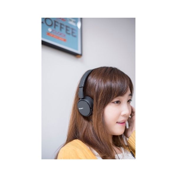 Sony MDR-ZX110AP Wired On-Ear Headphones with tangle free cable, 3.5mm Jack (Black)