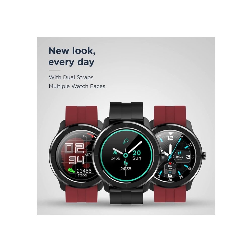 Pebble Zen Pro Smart Watch with Oximeter Function for SpO2 (Black)