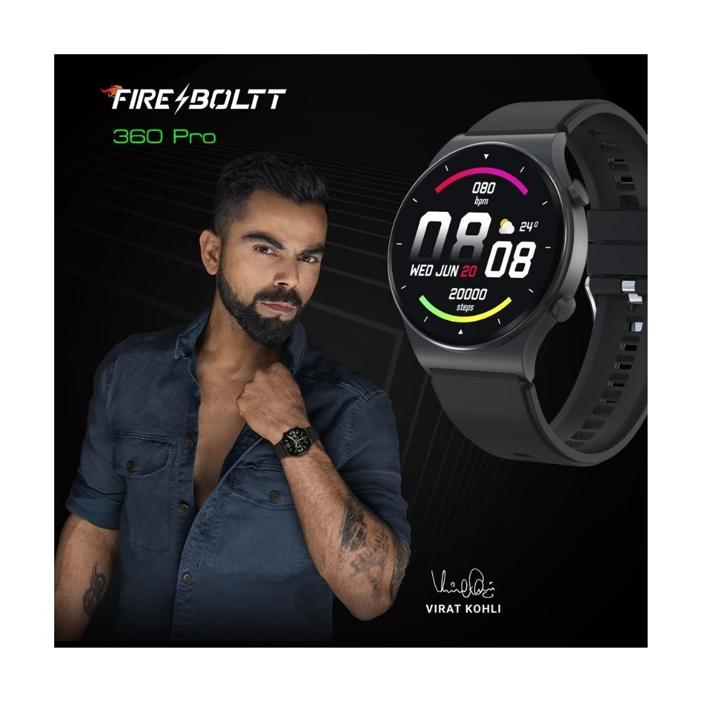 Fire-Boltt 360 Pro Bluetooth Calling, Local Music and TWS Pairing, 360*360 PRO Display Smart Watch(Tarnish Black)