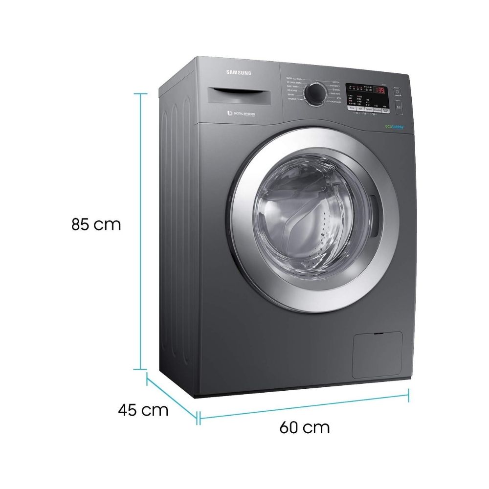 Samsung 6.5 Kg Inverter 5 star Fully-Automatic Front Loading Washing Machine (WW66R22EK0X/TL, Inox Grey, Hygiene steam)