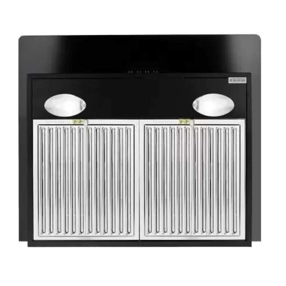 Faber Hood Glassy 3D T2S2 BK LTW 60 -1095 Wall Mounted Chimney  (Black 1295 CMH)