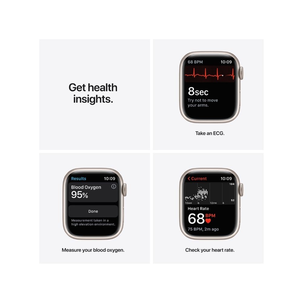 Apple Watch Series 7 GPS + Cellular MKHR3HN/A 41 mm Aluminium Case  (White Strap, Regular)