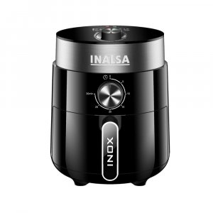 Inalsa 2.5 L Inox-1200W Air Fryer with Power &amp; Heating Light Indicator And 30min Timer with Bell Ring, (Black)