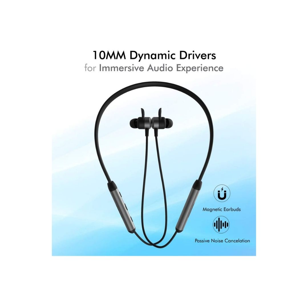 PTron Tangent Plus V2 Wireless Bluetooth In-Ear Headphone With Mic(Black & Grey)