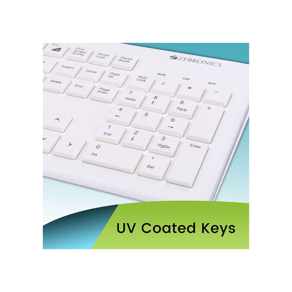 Zebronics Zeb-DLK01 Wired USB Multimedia Keyboard with 104 UV Coated Keys, Rupee Key, 12 Hot Keys