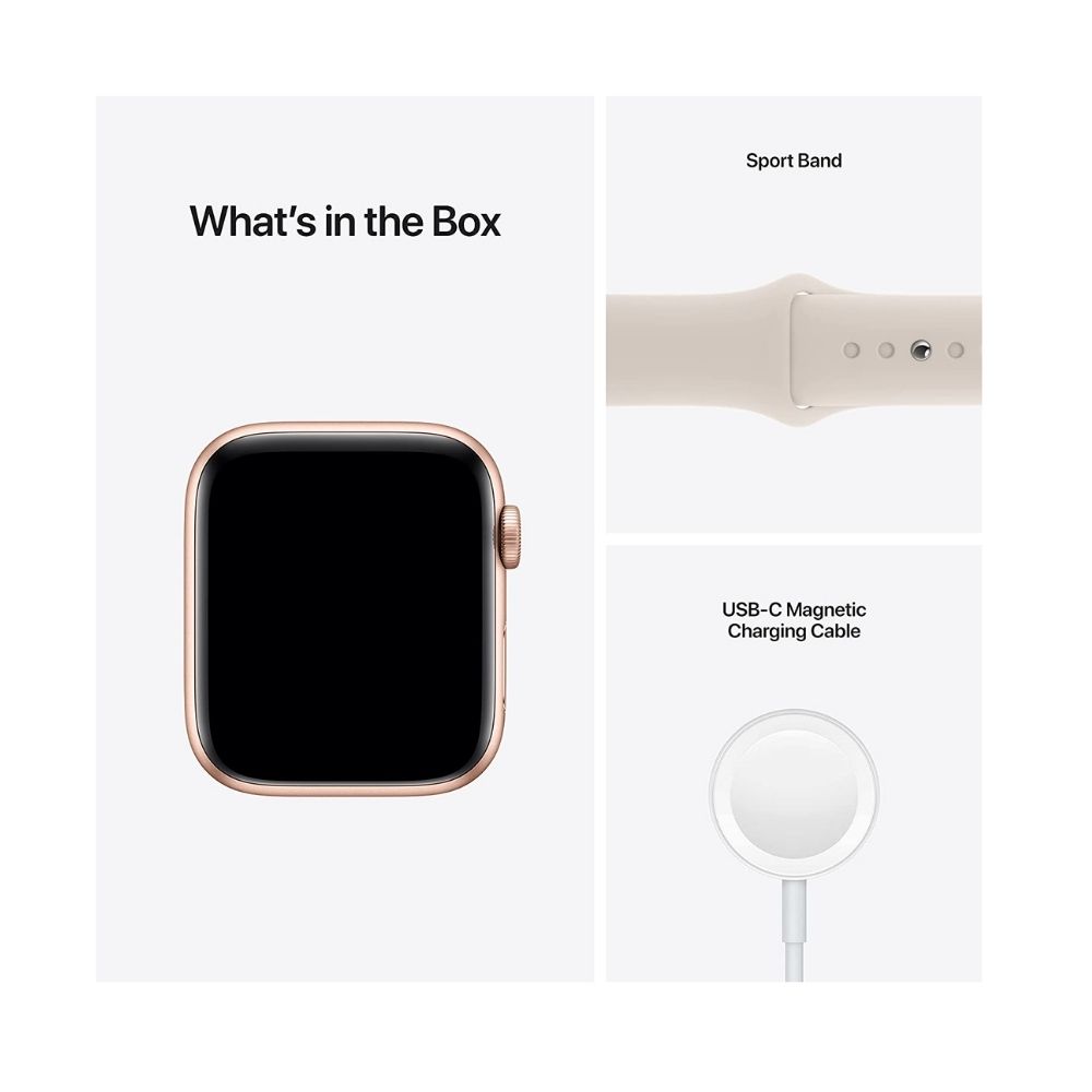 Apple Watch SE GPS MKQ53HN/A 44 mm Aluminium Case  (Gold Strap, Regular)