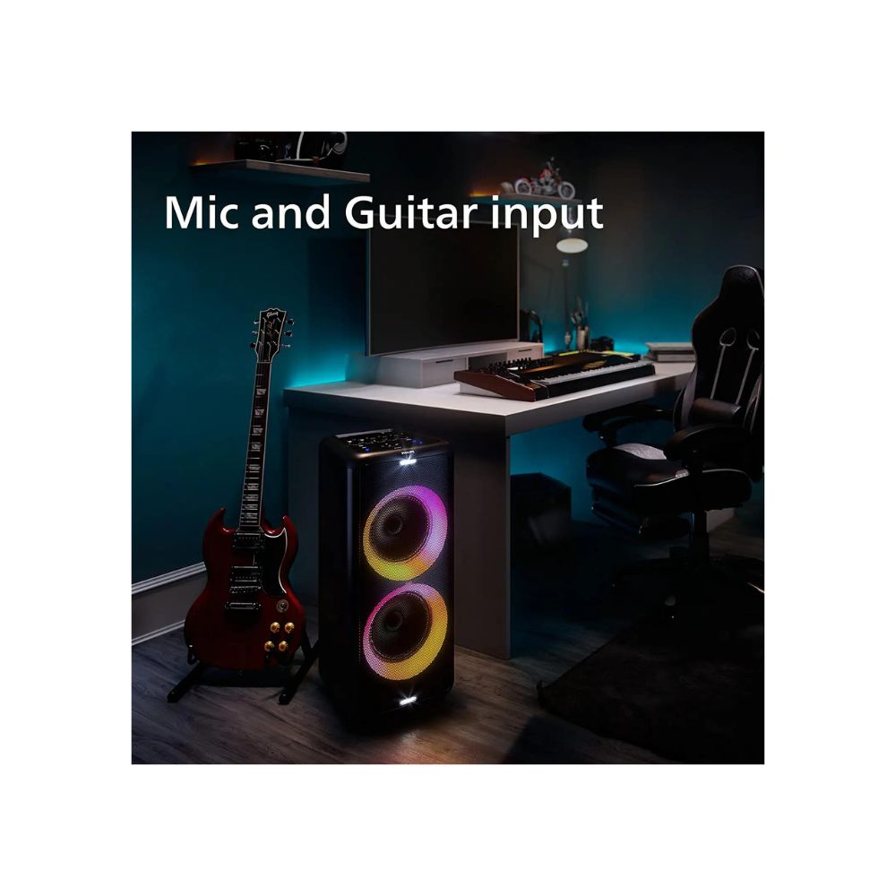 Philips TAX5206/94 Bluetooth Party Speaker with 14 Hours Play Time, Mic and guitar inputs(Black)