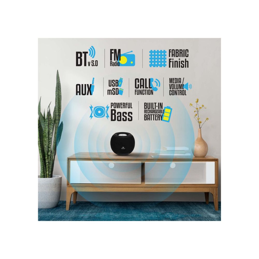 Zebronics ZEB-BELLOW 40 Wireless Bluetooth v5.0 Fabric Finish 8W Portable Speaker (Black)