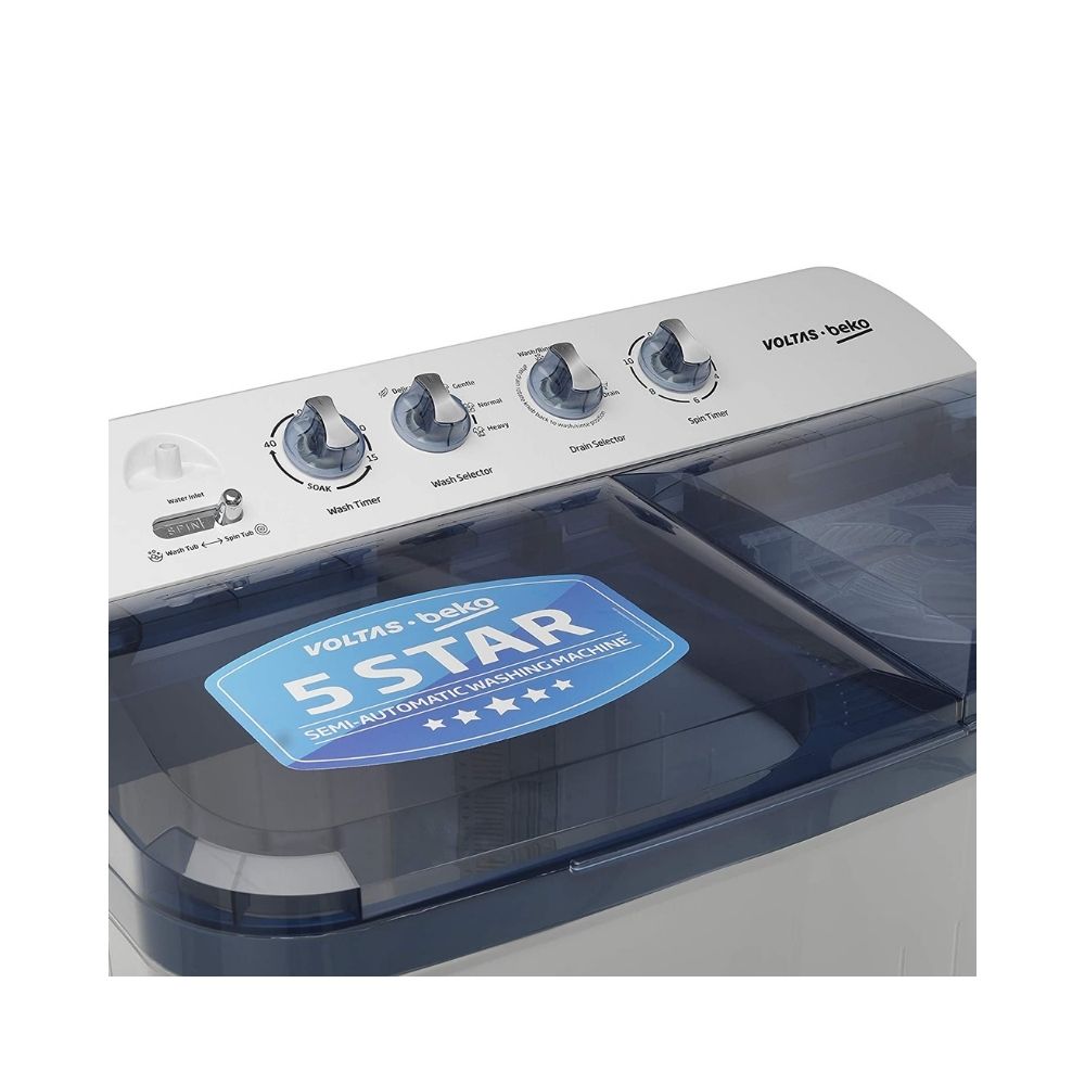 Voltas Beko 8.5 kg Semi-Automatic Top Loading Washing Machine, 2 Casette Filter (WTT85DBLT, Sky Blue)