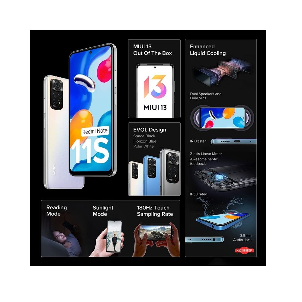 Redmi Note 11S (Polar White, 6GB RAM, 64GB Storage)