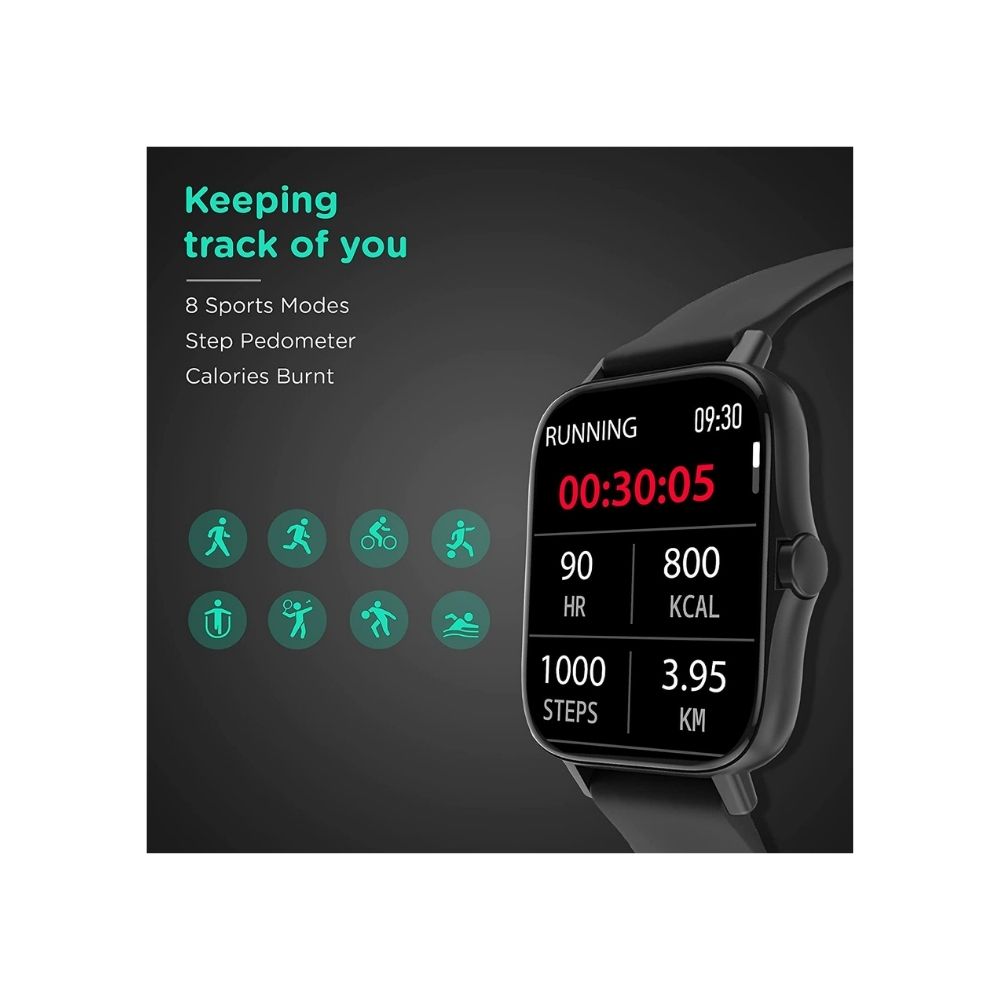 Pebble Cosmos, Bluetooth Calling smartwatch 1.7' HD Screen with SPO2(Space Black)
