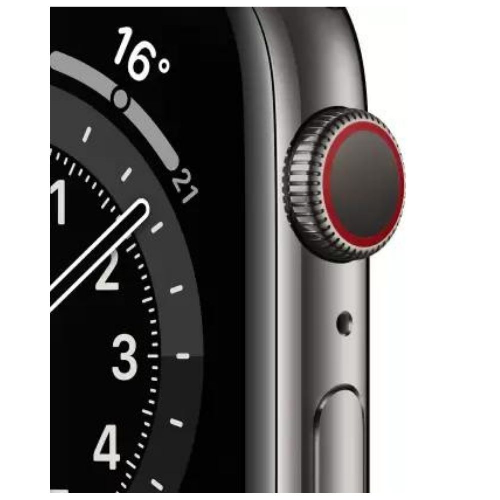 Apple Watch Series 6 GPS + Cellular M09J3HN/A 44 mm Graphite Stainless Steel Case with Graphite Milanese Loop  (Grey Strap, Regular)