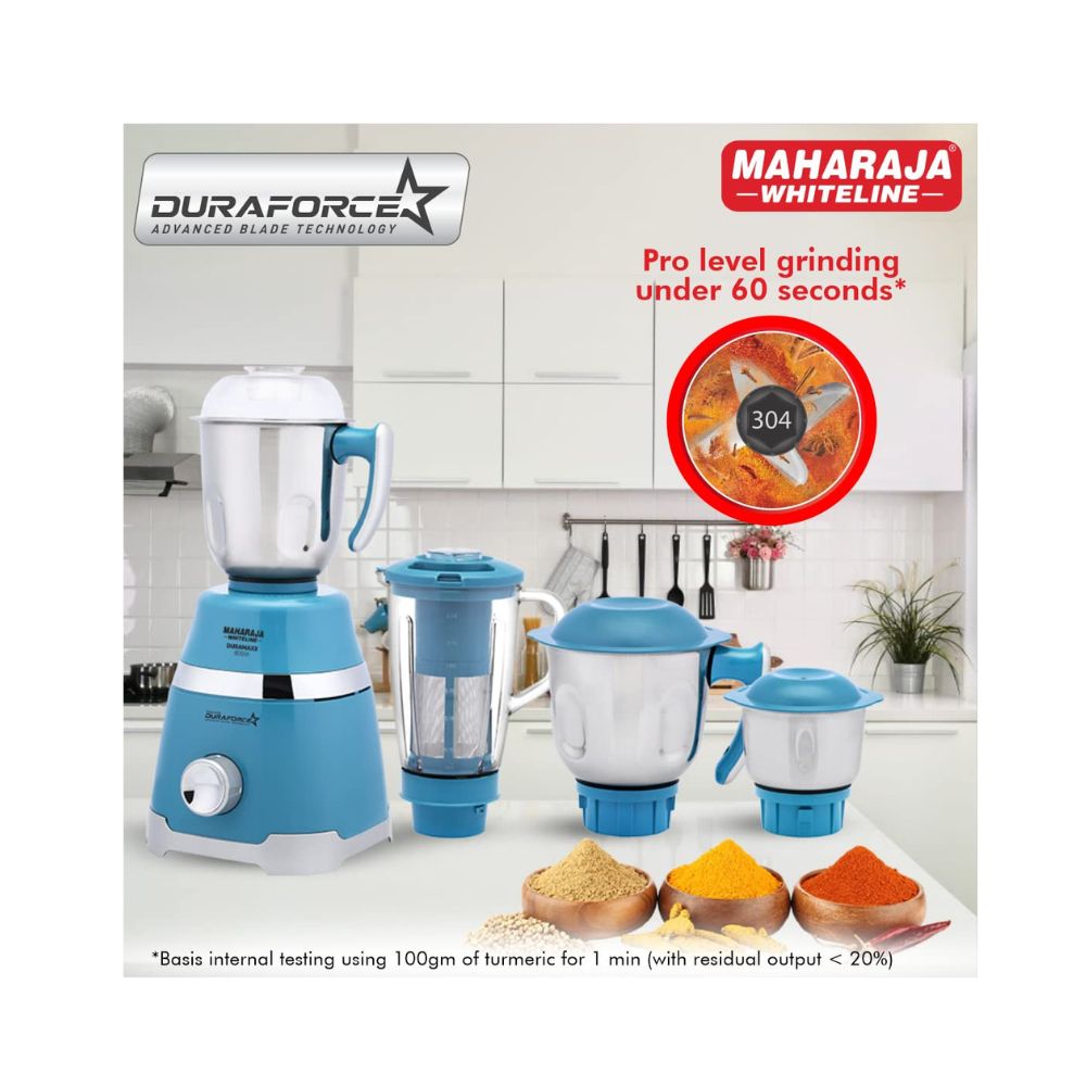 Maharaja Whiteline Duramaxx Mixer Grinder (Turquoise Blue , Silver) (DURAMAXX/MX-243)