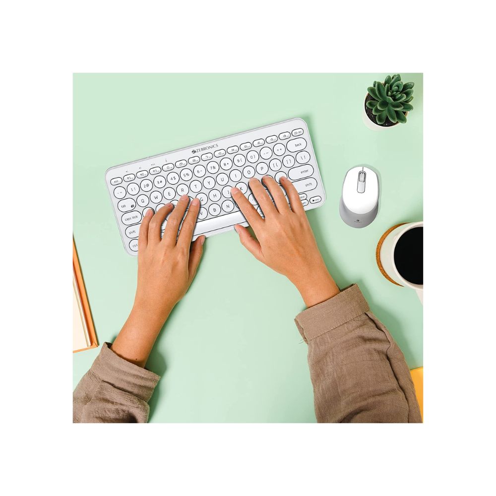 Zebronics zeb-k5000mw wireless multi-device bt keyboard for mac,windows,android,ios(White)
