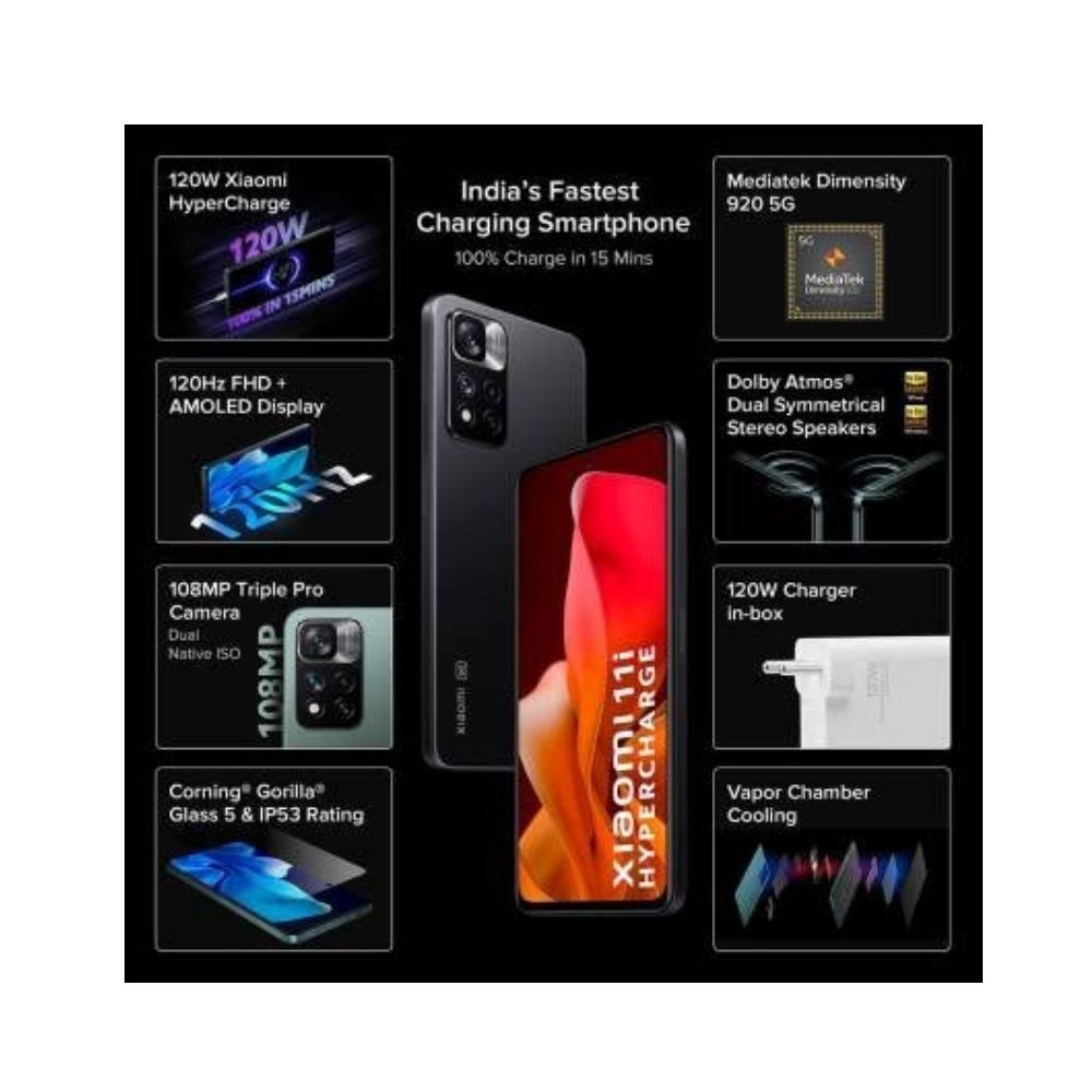 Xiaomi 11i 5G Hypercharge (Stealth Black, 6GB RAM, 128GB Storage)
