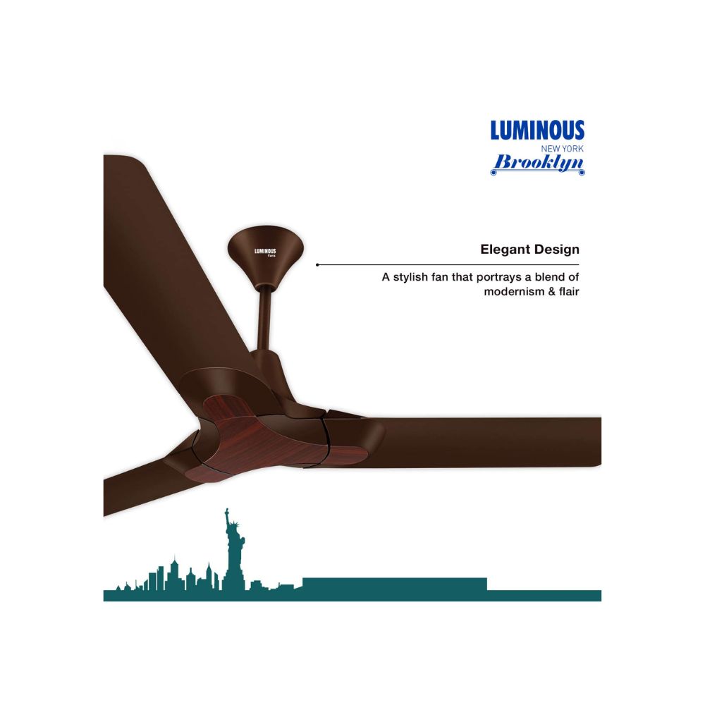 Luminous New York Brooklyn 1200mm 75 Watts Ceiling Fan (Brown, Mahogany)