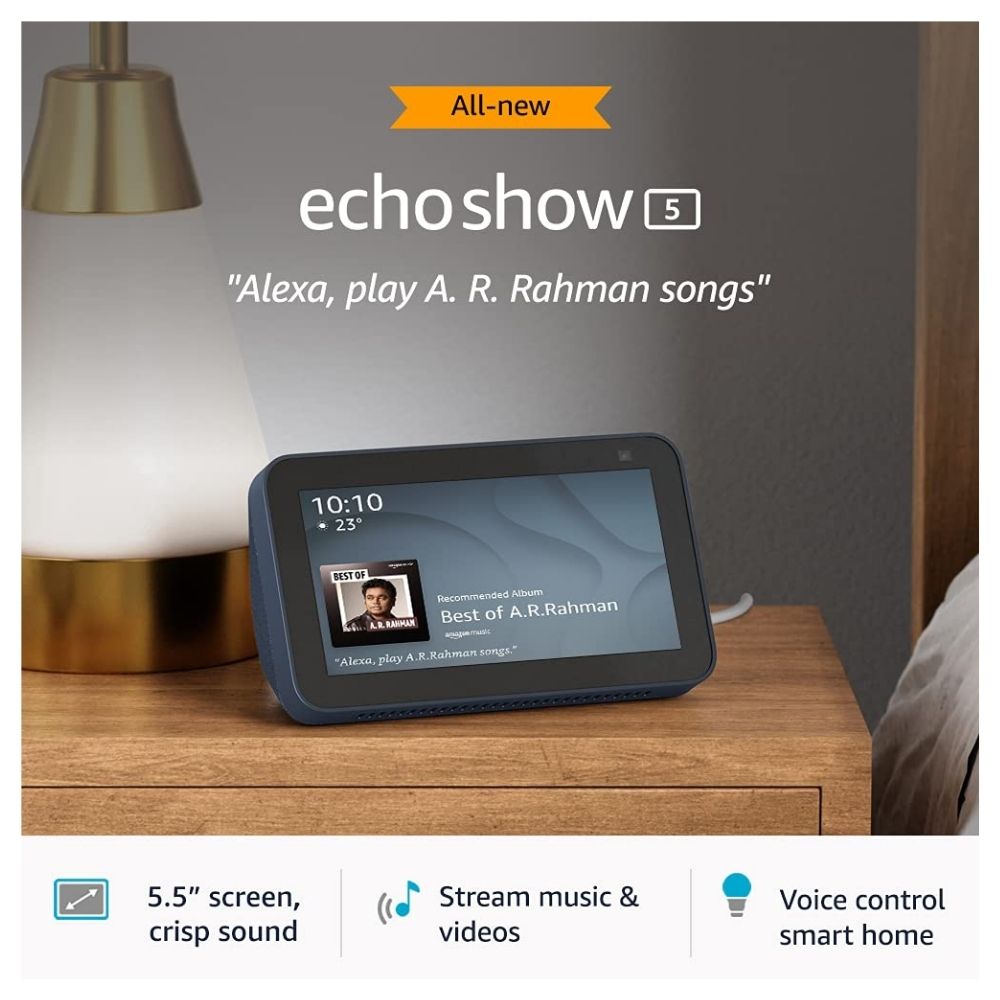 Echo Show 5  Smart Display with Alexa - 13.97 cm (5.5 inch) Screen and Crisp Sound, Black