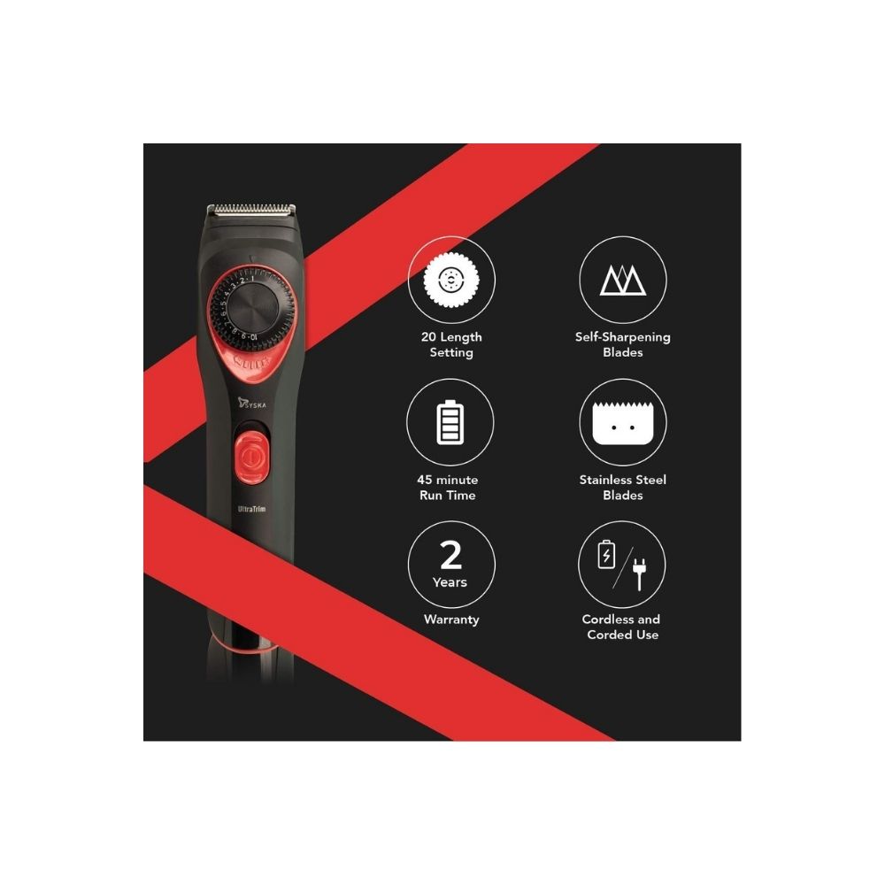 Syska UltraTrim HT700 Beard Trimmer (Black and Red)