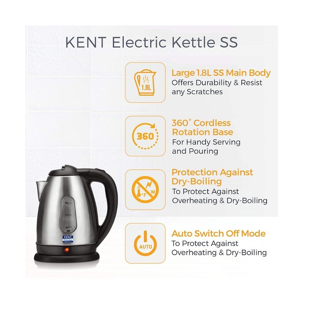 Kent 16026 Electric Steel Kettle 1.8 L 1500 W