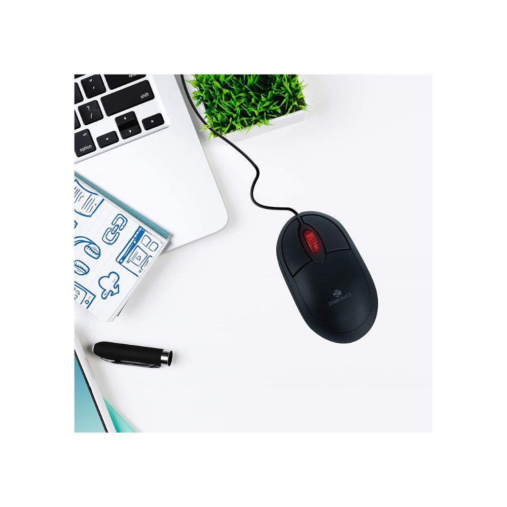Zebronics Zeb-Rise Wired USB Optical Mouse with 3 Buttons (Black)