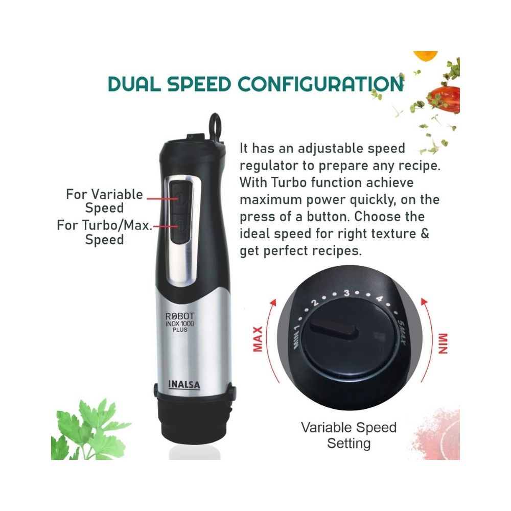 Inalsa Hand Blender Robot INOX 1000 Plus-1000 Watt