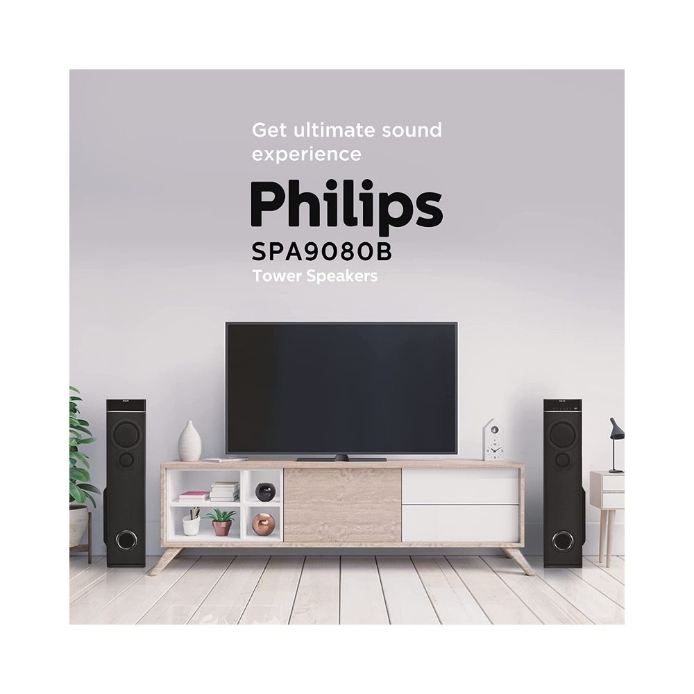 Philips SPA 9080B/94 80 W Bluetooth Home Theatre  (Black, 2.0 Channel)